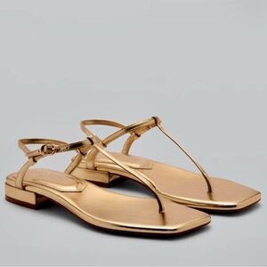 Golden metallic sandals Mango size 41/10.5